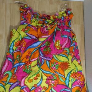 Vintage Royal Hawaiian Dayglo Floral Hawaiian Dress Maxi